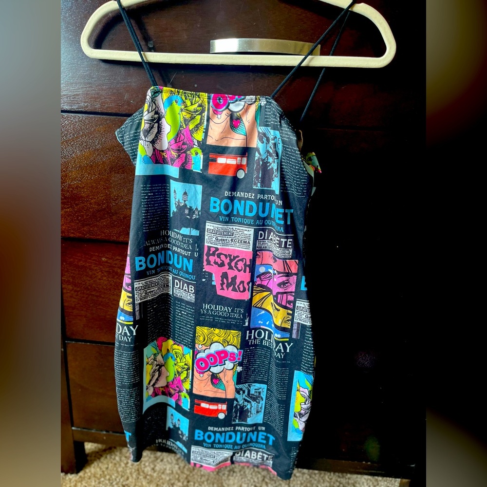 Comic book spaghetti strap dress